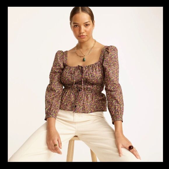 J Crew Liberty Busy Izzy Cinched Waist Top NWT - Picture 1 of 7